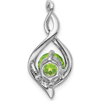 14K White Gold 6.5mm Round Peridot and Diamond Pendant with 8 Round Diamonds by Lumare Gioia