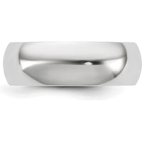 14K White Gold 6.5mm Standard Comfort Fit Domed Wedding Band by 0