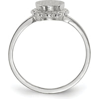 14K White Gold 6.5x7.0mm Open Back Signet Ring with Satin and Polished Finish by 0