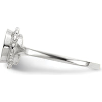 14K White Gold 6.5x7.0mm Open Back Signet Ring with Satin and Polished Finish by 0