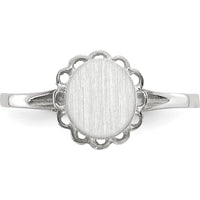 14K White Gold 6.5x7.0mm Open Back Signet Ring with Satin and Polished Finish by 0