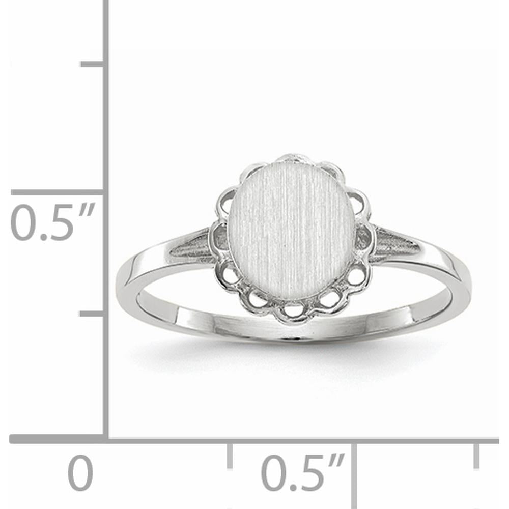 14K White Gold 6.5x7.0mm Open Back Signet Ring with Satin and Polished Finish by 0