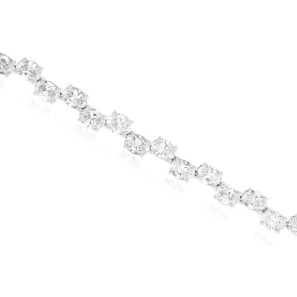 14K White Gold 6.60 Carat Total Weight Round Diamond Tennis Bracelet with Prong Setting - Royal Jewelry