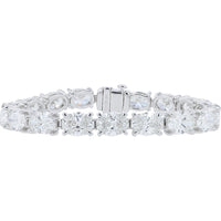 14K White Gold 6.75 Inch Tennis Bracelet with Prong-Set Lab Grown Round Diamonds - 28.75 Carat Total Diamond Weight