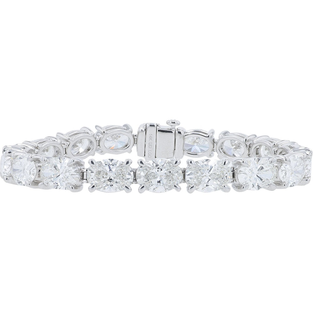 14K White Gold 6.75 Inch Tennis Bracelet with Prong-Set Lab Grown Round Diamonds - 28.75 Carat Total Diamond Weight