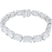 14K White Gold 6.75 Inch Tennis Bracelet with Prong-Set Lab Grown Round Diamonds - 28.75 Carat Total Diamond Weight