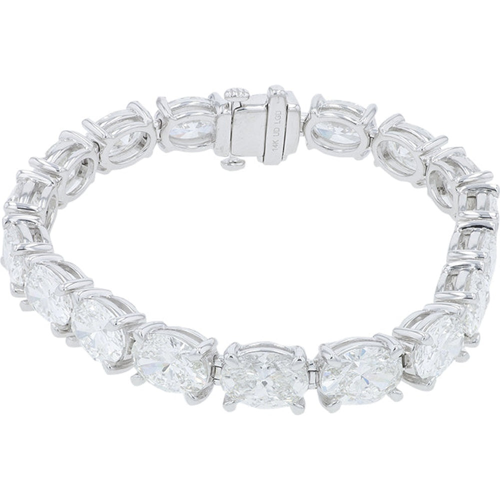 14K White Gold 6.75 Inch Tennis Bracelet with Prong-Set Lab Grown Round Diamonds - 28.75 Carat Total Diamond Weight