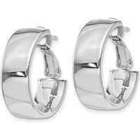 14K White Gold 6.75mm Polished Omega Back Hoop Earrings by Oro Pregiato