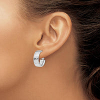 14K White Gold 6.75mm Polished Omega Back Hoop Earrings by Oro Pregiato