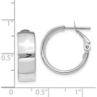 14K White Gold 6.75mm Polished Omega Back Hoop Earrings by Oro Pregiato