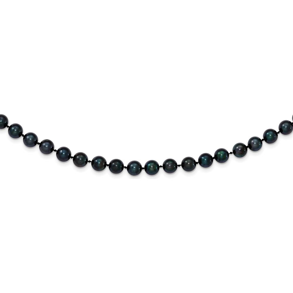 14K White Gold 6-7mm Black Round Akoya Cultured Pearl Necklace - 20" Length by Monteluci Fine Jewelry