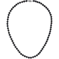 14K White Gold 6-7mm Black Round Akoya Cultured Pearl Necklace - 20" Length by Monteluci Fine Jewelry