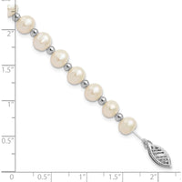 14K White Gold 6-7mm Freshwater Cultured Pearl Beaded Bracelet with Pearl Clasp - 7" Length by Monteluci Fine Jewelry