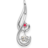 14K White Gold 6-7mm Freshwater Cultured Pearl, Ruby, and Diamond Pendant - 0.13 Carat Ruby, 0.013 Carat Diamond Weight by Monteluci Fine Jewelry