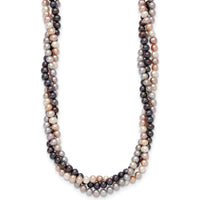 14K White Gold 6-7mm Pink/Gray/Black Freshwater Cultured Pearl 3-Strand Necklace - 18" by Monteluci Fine Jewelry