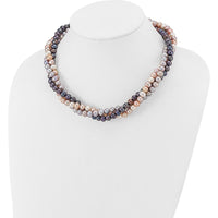 14K White Gold 6-7mm Pink/Gray/Black Freshwater Cultured Pearl 3-Strand Necklace - 18" by Monteluci Fine Jewelry
