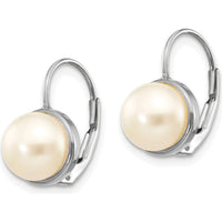 14K White Gold 6-7mm White Button Freshwater Cultured Pearl Leverback Earrings by Monteluci Fine Jewelry