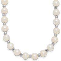 14K White Gold 6-7mm White Freshwater Cultured Pearl Beaded 18" Necklace with Rhodium Plated Chain by Monteluci Fine Jewelry