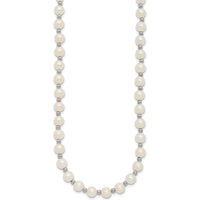 14K White Gold 6-7mm White Freshwater Cultured Pearl Beaded 18" Necklace with Rhodium Plated Chain by Monteluci Fine Jewelry