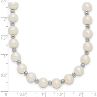 14K White Gold 6-7mm White Freshwater Cultured Pearl Beaded 18" Necklace with Rhodium Plated Chain by Monteluci Fine Jewelry