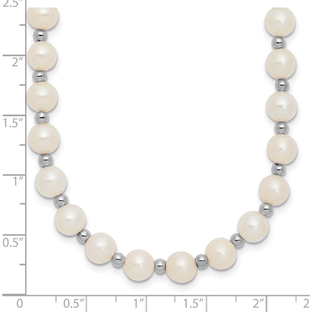 14K White Gold 6-7mm White Freshwater Cultured Pearl Beaded 18" Necklace with Rhodium Plated Chain by Monteluci Fine Jewelry