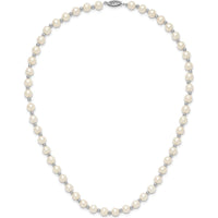 14K White Gold 6-7mm White Freshwater Cultured Pearl Beaded 18" Necklace with Rhodium Plated Chain by Monteluci Fine Jewelry