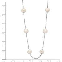 14K White Gold 6-7mm White Freshwater Cultured Pearl Station Necklace - 12 Pearls, 16" Length by Monteluci Fine Jewelry