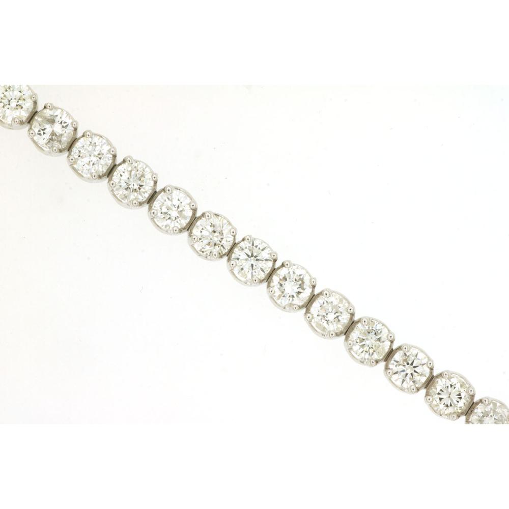 14K White Gold 6.9 Carat Tennis Bracelet with Round Brilliant Diamonds in Classic Channel-Link Setting - Royal Jewelry