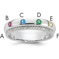 14K White Gold 6-Birthstone and Diamond Mother's Ring Semi-mount with Milgrain Detail by Oro Pregiato