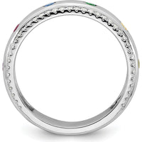 14K White Gold 6-Birthstone and Diamond Mother's Ring Semi-mount with Milgrain Detail by Oro Pregiato