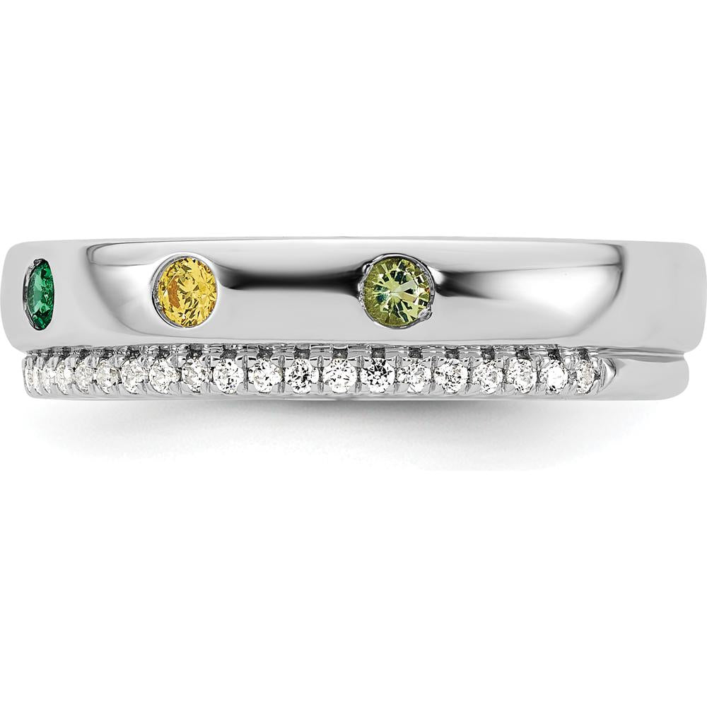 14K White Gold 6-Birthstone and Diamond Mother's Ring Semi-mount with Milgrain Detail by Oro Pregiato