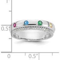 14K White Gold 6-Birthstone and Diamond Mother's Ring Semi-mount with Milgrain Detail by Oro Pregiato