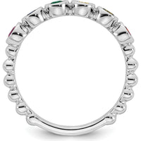 14K White Gold 6-Birthstone Mother's Ring with Round Cut Gemstones - Customizable Birthstones by Oro Pregiato