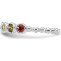 14K White Gold 6-Birthstone Mother's Ring with Round Cut Gemstones - Customizable Birthstones by Oro Pregiato