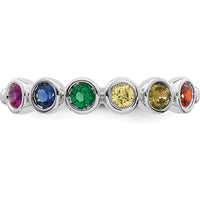 14K White Gold 6-Birthstone Mother's Ring with Round Cut Gemstones - Customizable Birthstones by Oro Pregiato