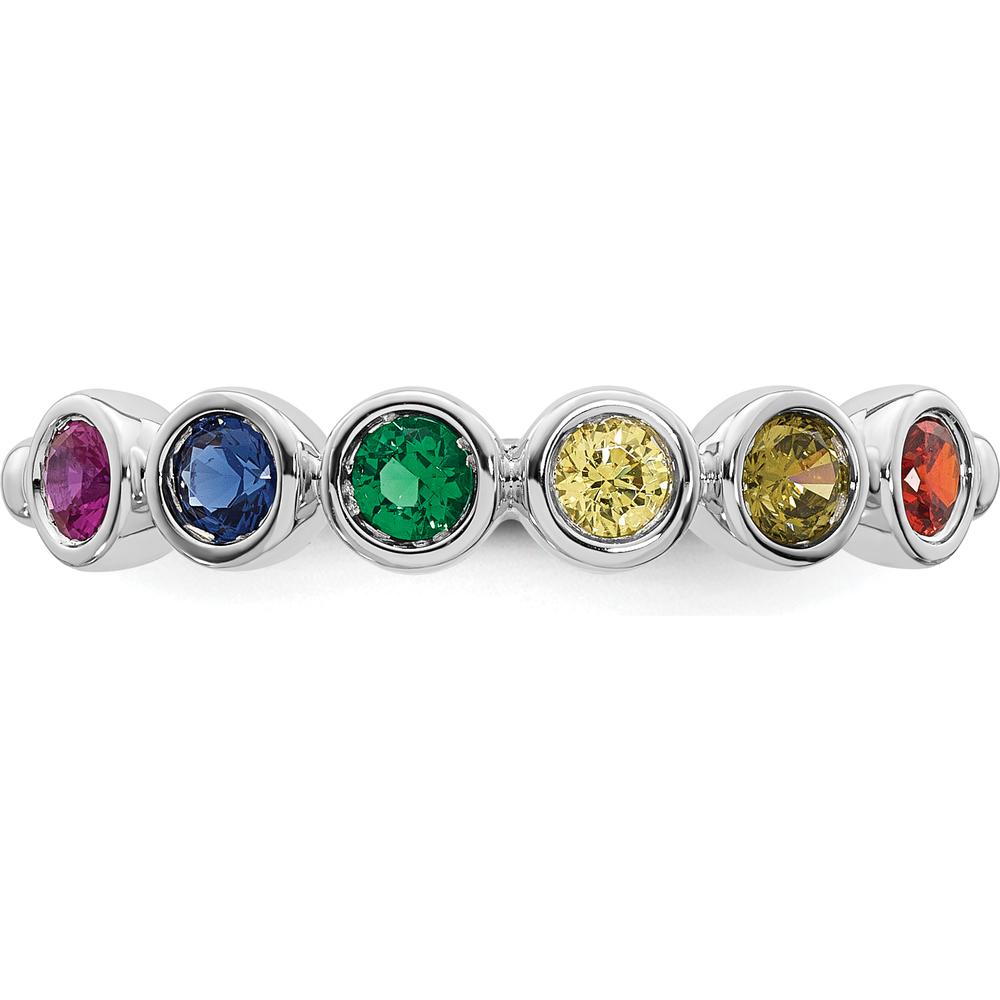 14K White Gold 6-Birthstone Mother's Ring with Round Cut Gemstones - Customizable Birthstones by Oro Pregiato