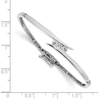 14K White Gold 6-Inch Hinged Bangle Bracelet with 3 Round Channel-Set Diamonds - 0.25 Carat Total Diamond Weight by Monteluci Fine Jewelry