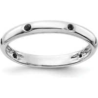 14K White Gold 6-Stone Black Diamond Band with Polished Finish - 0.09 Carat Total Diamond Weight by 0