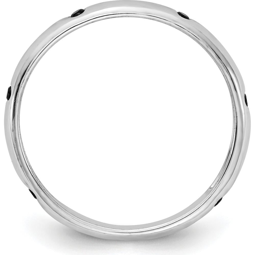14K White Gold 6-Stone Black Diamond Band with Polished Finish - 0.09 Carat Total Diamond Weight by 0