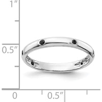 14K White Gold 6-Stone Black Diamond Band with Polished Finish - 0.09 Carat Total Diamond Weight by 0