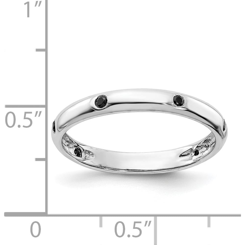 14K White Gold 6-Stone Black Diamond Band with Polished Finish - 0.09 Carat Total Diamond Weight by 0
