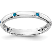 14K White Gold 6-Stone Blue Diamond Band - 0.09 Carat Total Weight by 0