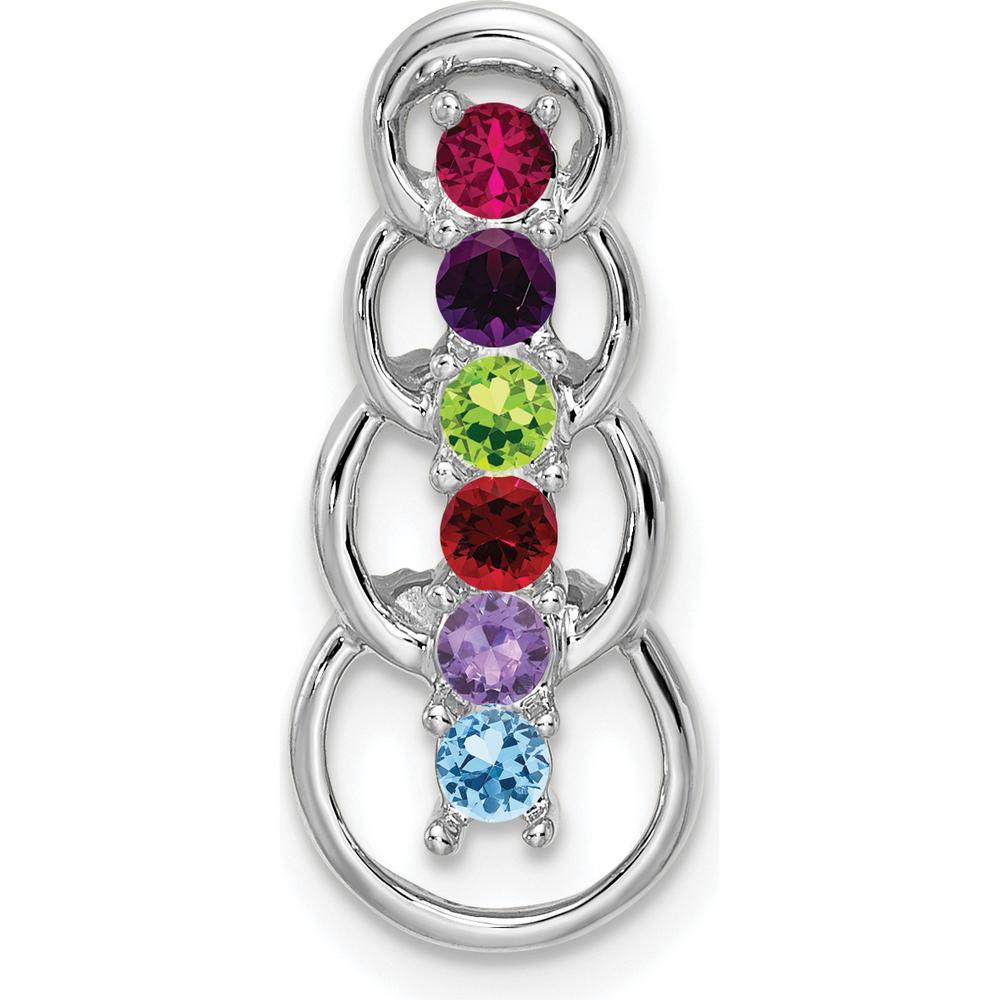 14K White Gold 6 Stone Family Pendant Mounting - Customizable Design by Oro Pregiato