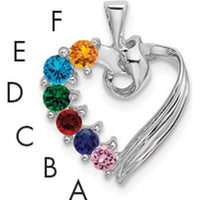 14K White Gold 6 Stone Family Pendant Mounting - Rhodium Plated by Oro Pregiato