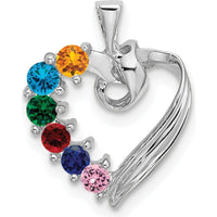 14K White Gold 6 Stone Family Pendant Mounting - Rhodium Plated by Oro Pregiato