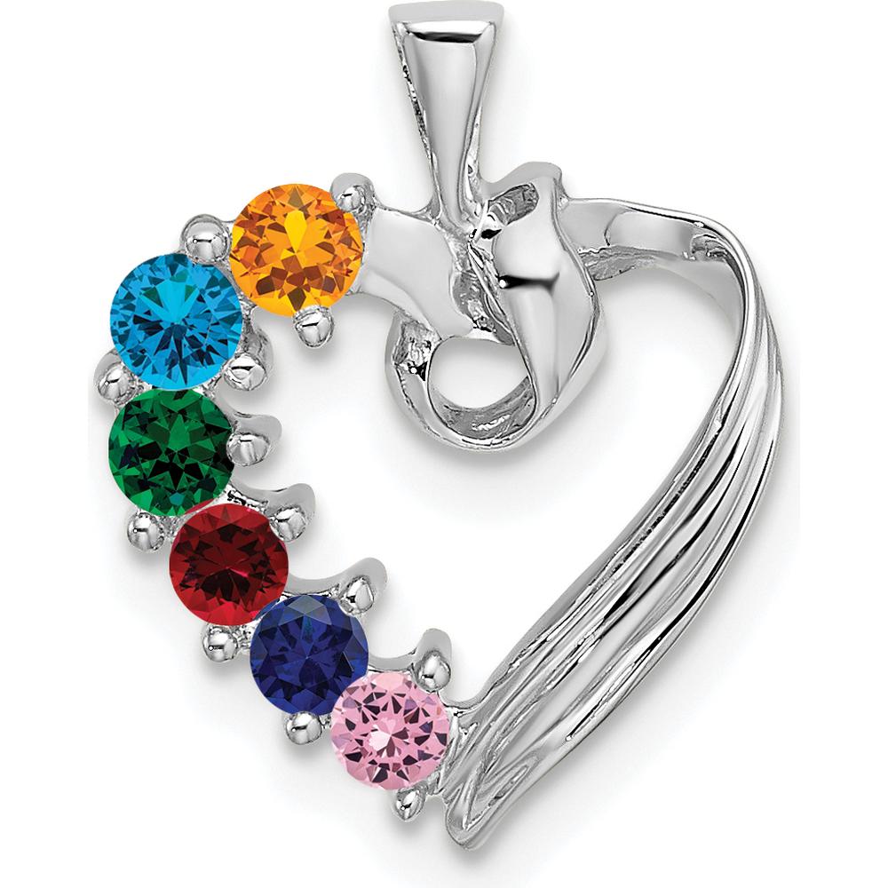 14K White Gold 6 Stone Family Pendant Mounting - Rhodium Plated by Oro Pregiato