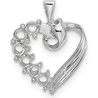14K White Gold 6 Stone Family Pendant Mounting - Rhodium Plated by Oro Pregiato