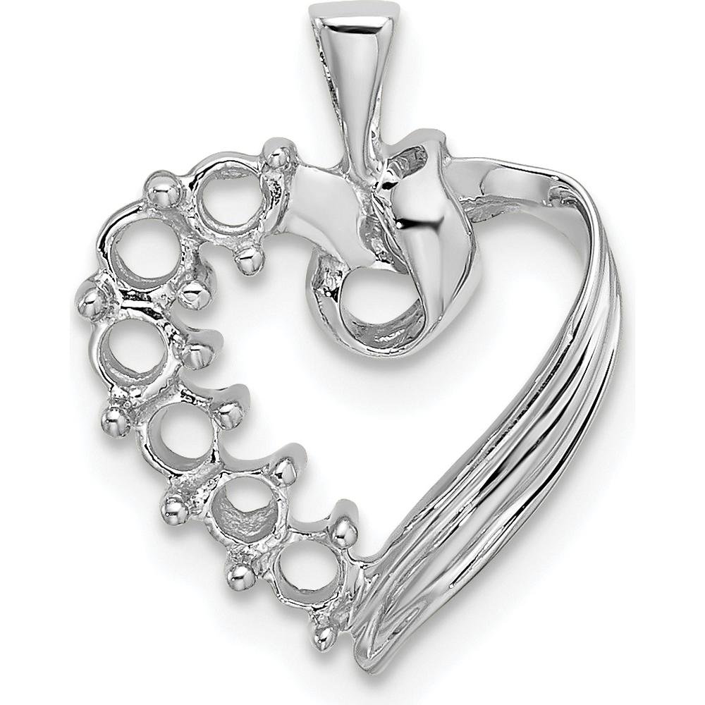 14K White Gold 6 Stone Family Pendant Mounting - Rhodium Plated by Oro Pregiato