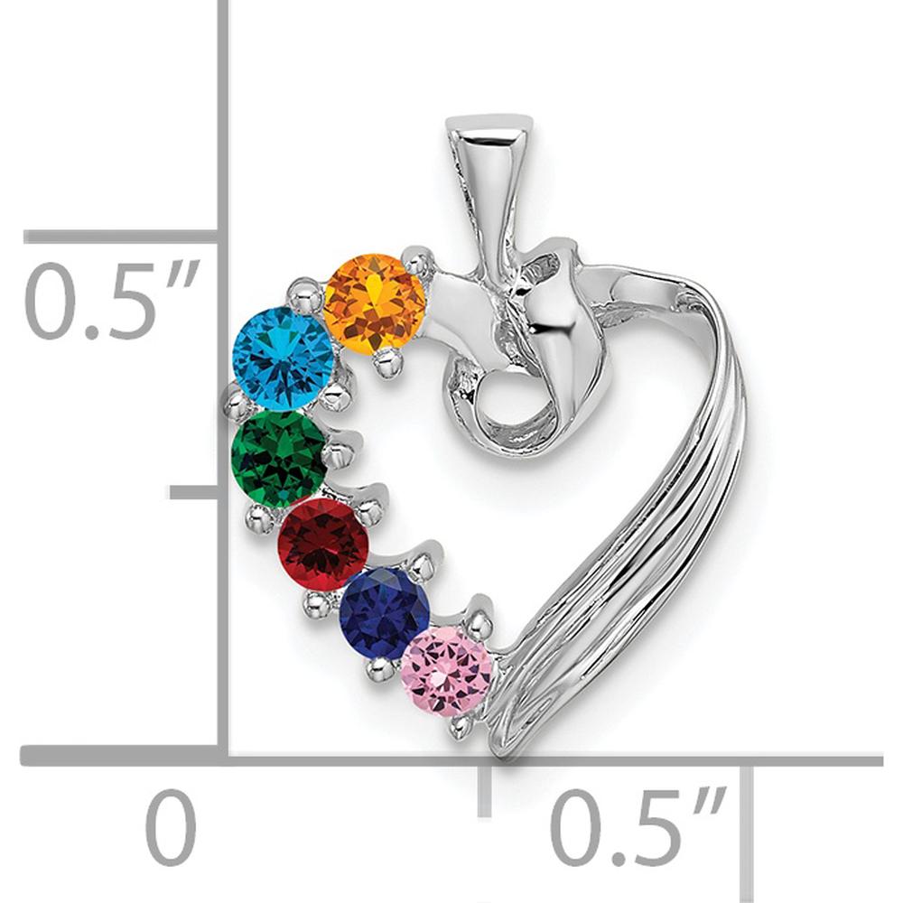 14K White Gold 6 Stone Family Pendant Mounting - Rhodium Plated by Oro Pregiato