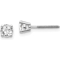 14K White Gold .60 Carat Round Diamond Stud Earrings with Four Prong Setting and Rhodium Plating by 0